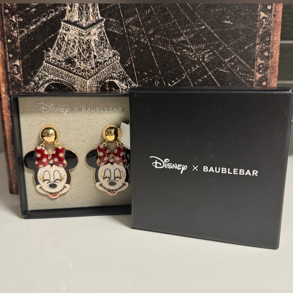 NEW Disney X Baublebar Minnie Mouse Dangle Earrings - Picture 1 of 6